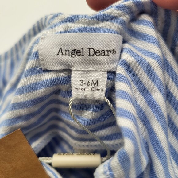 ANGEL DEAR Baby 3-6M Blue White Striped Overalls Romper Viscose Bamboo NWT - Picture 4 of 5